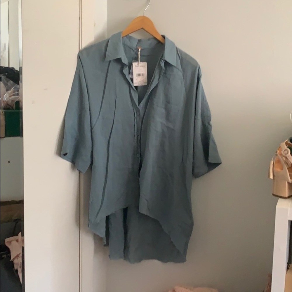 NWT free people oversized blue shirt size xs